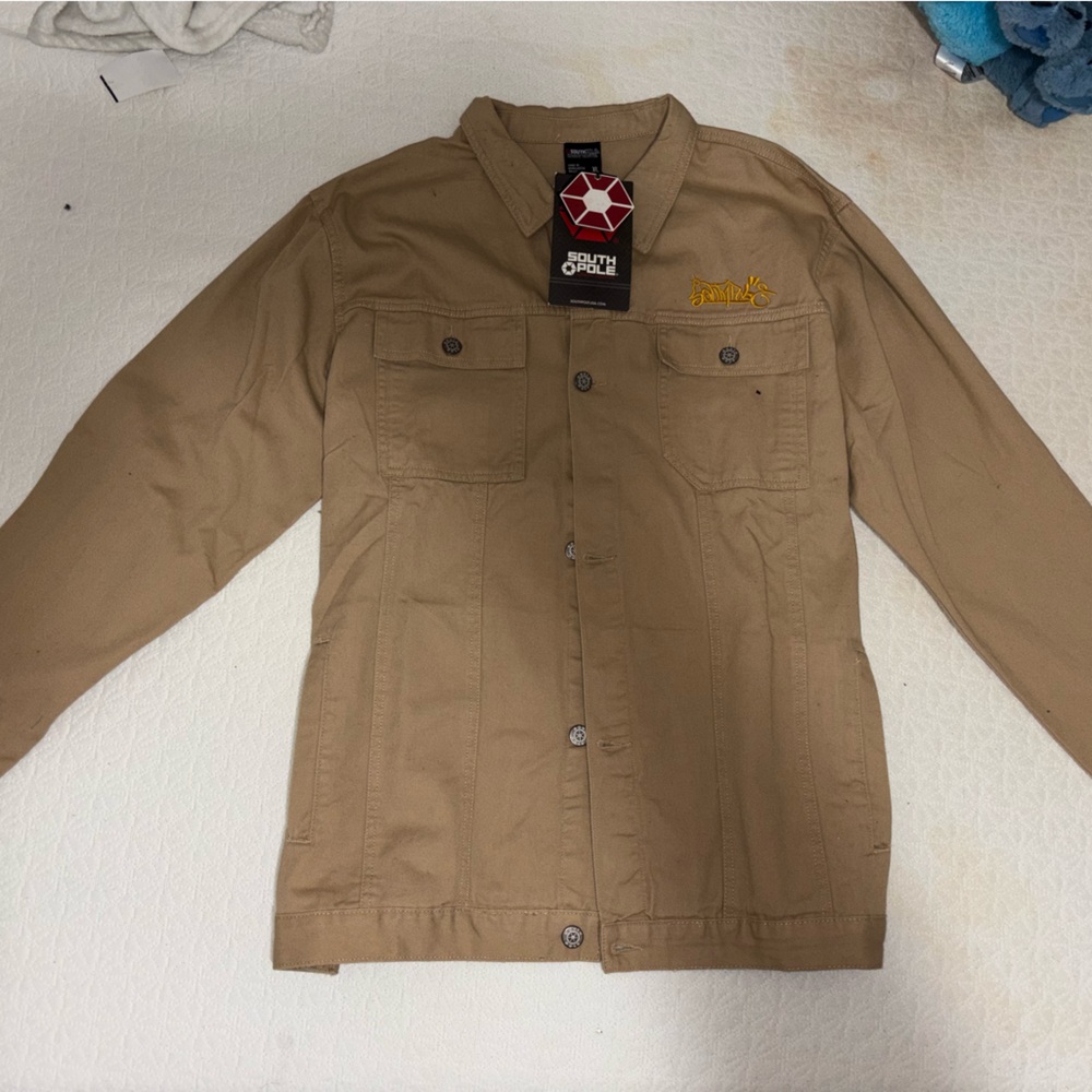 Beige South Pole canvas embroidered jacket